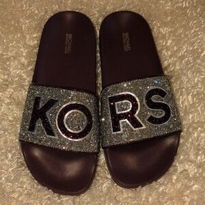 NEW!!Michael Kors Glitter Slide Sandals Size 9